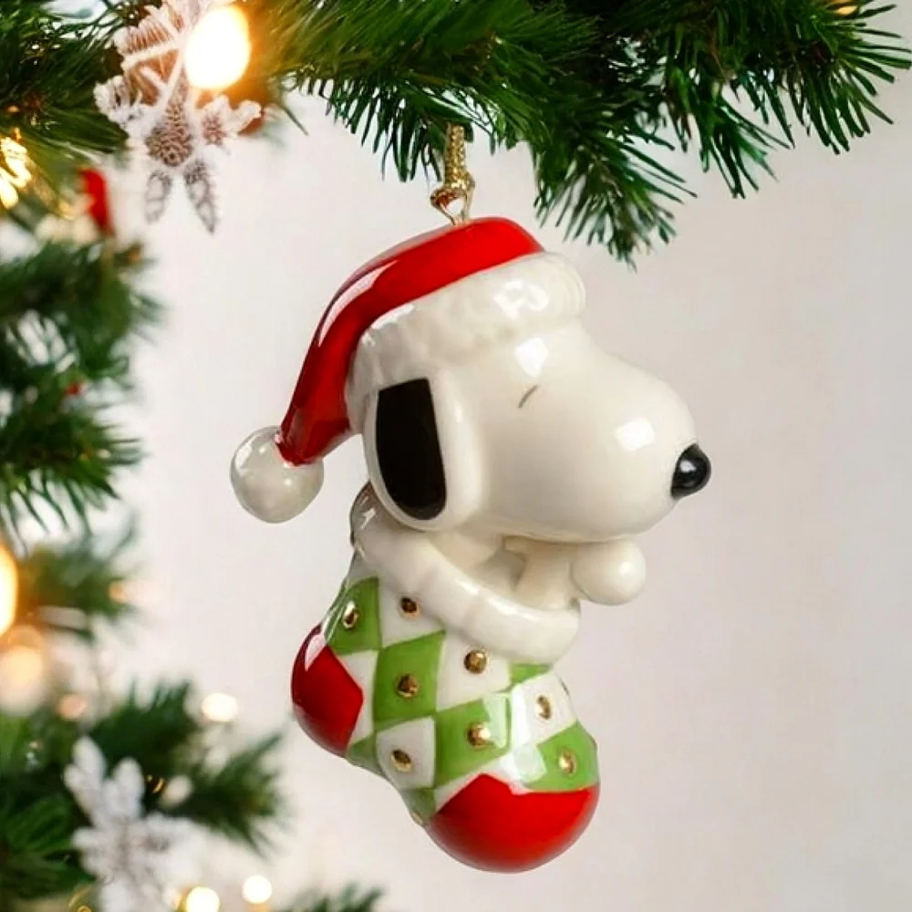 NIB Lenox Snoopy and Woodstock Ornament in Stocking 6237853
